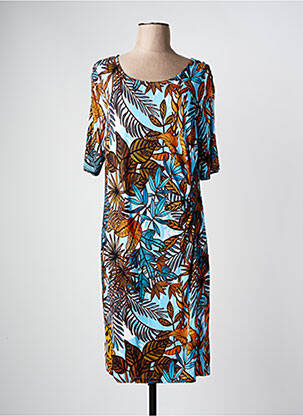 Robe mi-longue manches courtes manches courtes bleu HAJO femme