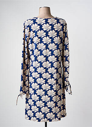 Robe mi-longue imprimé fleurs manches longues bleu MD'M femme