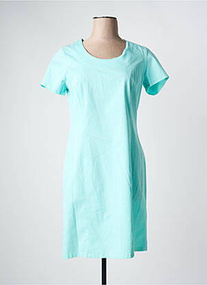 Robe mi-longue fermeture zippée au dos manches courtes bleu FRANCE RIVOIRE femme