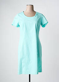 Robe mi-longue fermeture zippée au dos manches courtes bleu FRANCE RIVOIRE femme