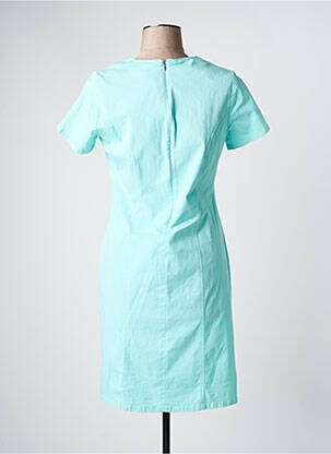Robe mi-longue fermeture zippée au dos manches courtes bleu FRANCE RIVOIRE femme