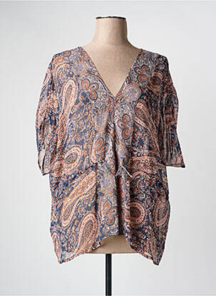 Blouse légère et transparente manches 3/4 orange ANDAMIO femme