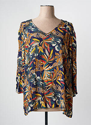 Blouse imprimé fleurs manches 3/4 bleu GRIFFON femme