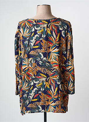 Blouse imprimé fleurs manches 3/4 bleu GRIFFON femme