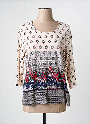 T-shirt manches 3/4 manches 3/4 beige FRANK WALDER femme