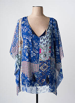 Tunique manches longues légère et transparente bleu FRED SABATIER femme