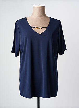 T-shirt col v manches courtes bleu DANEVA femme