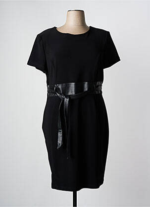 Robe mi-longue manches courtes manches courtes noir FRANK LYMAN femme