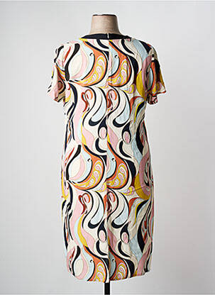 Robe mi-longue imprimé fantaisie manches courtes rose GREGORY PAT femme
