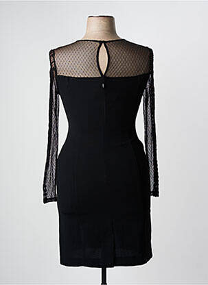 Robe mi-longue manches longues manches longues noir BLANC NATURE femme
