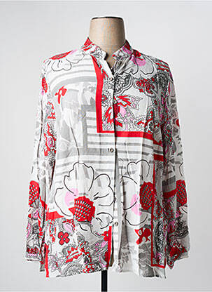 Chemisier col mao manches longues gris FRANK WALDER femme