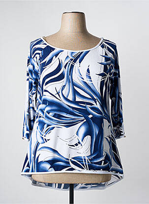 Top imprimé fantaisie manches 3/4 bleu FRANK LYMAN femme