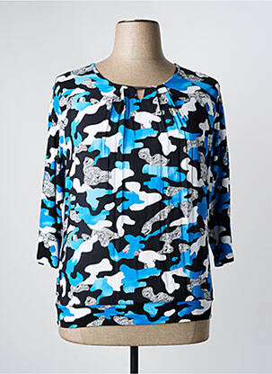 Top imprimé fantaisie manches 3/4 bleu FRANK WALDER femme