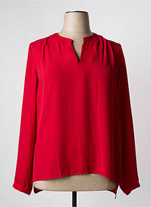 Blouse manches longues manches longues rouge COTTONADE femme