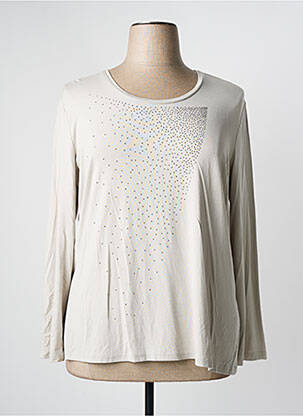 Top coupe fluide manches longues beige FRANK WALDER femme