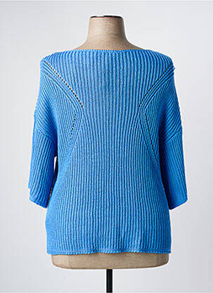 Pull col rond manches 3/4 bleu MARBLE femme