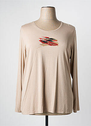 Top coupe fluide manches longues beige FRANK WALDER femme