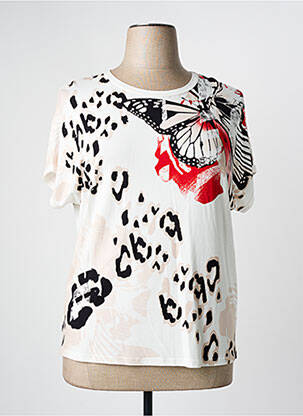 Top imprimé fantaisie manches courtes blanc FRANK WALDER femme