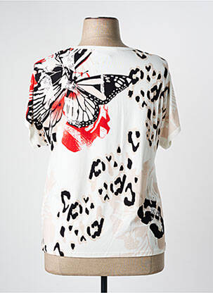 Top imprimé fantaisie manches courtes blanc FRANK WALDER femme