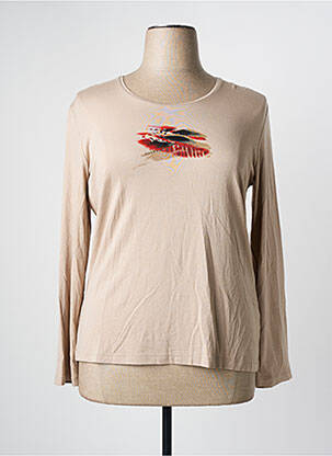Top imprimé fantaisie manches longues beige FRANK WALDER femme