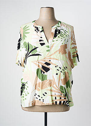 Blouse imprimé fantaisie manches courtes beige FRANK WALDER femme