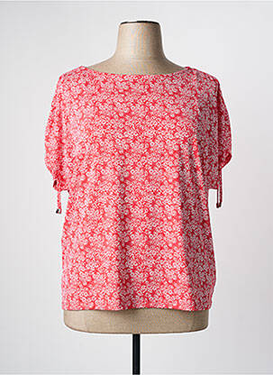 Top imprimé fantaisie manches courtes rouge MARBLE femme