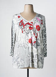 Top imprimé fantaisie manches longues gris FRANK WALDER femme