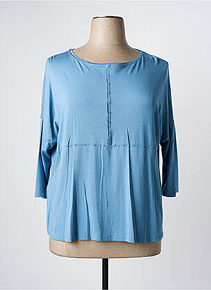 Top coupe fluide manches 3/4 bleu PAZ TORRAS femme