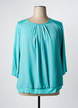 Top col rond manches 3/4 bleu FRANK WALDER femme