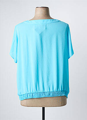 Blouse col rond manches courtes bleu FRANK WALDER femme