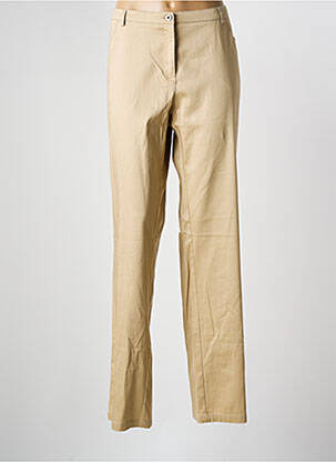 Pantalon droit tissage popeline taille normale beige PAZ TORRAS femme
