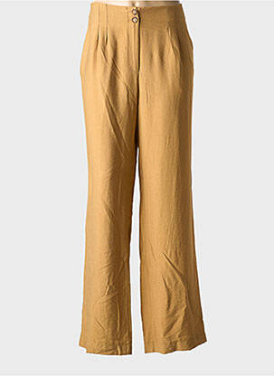 Pantalon large fermeture zippée sous rabat boutonné taille haute jaune ANDAM femme