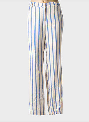 Pantalon droit tissage crêpe taille haute bleu ANDAM femme