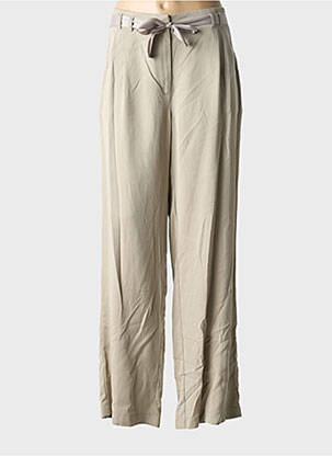 Pantalon droit tissage popeline taille haute vert LE COMTE femme
