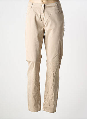Pantalon slim tissage popeline taille normale beige ANDAMIO femme
