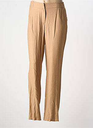 Pantalon droit tissage crêpe taille haute marron MERI & ESCA femme