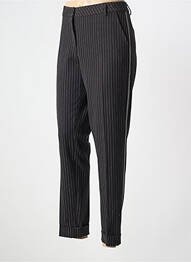 Pantalon chino broderie galons latéraux taille normale noir ANDAMIO femme
