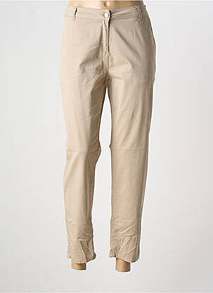 Pantalon 7/8 tissage popeline taille normale beige ANDAMIO femme