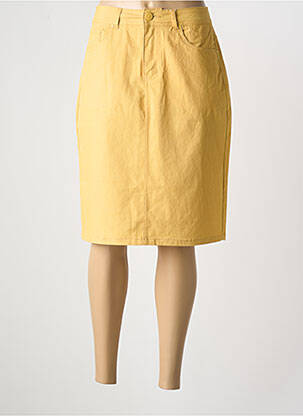 Jupe mi-longue coupe droite jaune GRIFFON femme