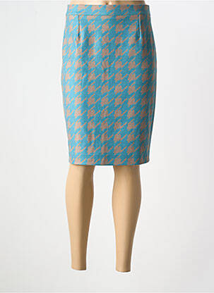 Jupe mi-longue taille à pinces bleu ESTEL COLLECTION femme