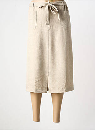 Jupe mi-longue taille élastique beige GRIFFON femme