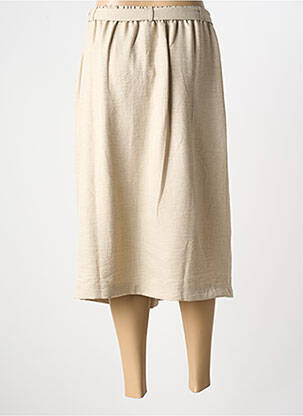 Jupe mi-longue taille élastique beige GRIFFON femme