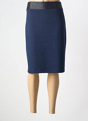 Jupe mi-longue coupe droite bleu FRANCE RIVOIRE femme