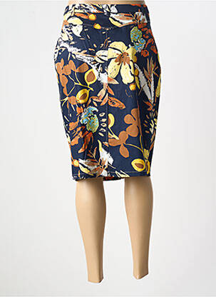 Jupe mi-longue coupe droite bleu FRANCE RIVOIRE femme