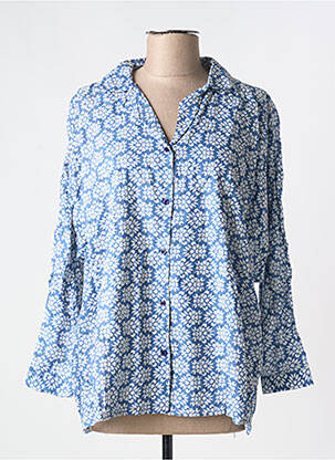 Chemisier imprimé fantaisie manches longues bleu CHICOSOLEIL femme