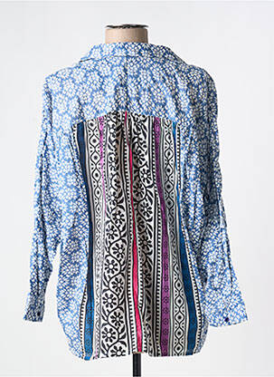 Chemisier imprimé fantaisie manches longues bleu CHICOSOLEIL femme