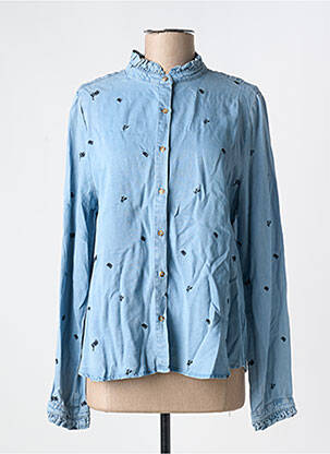 Chemisier coupe droite manches longues bleu LA PETITE ETOILE femme