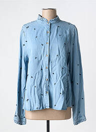 Chemisier coupe droite manches longues bleu LA PETITE ETOILE femme