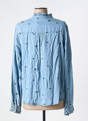 Chemisier coupe droite manches longues bleu LA PETITE ETOILE femme