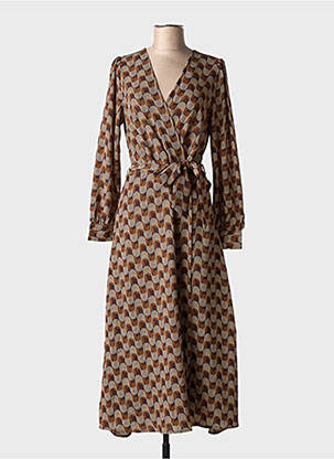 Robe longue manches longues manches longues marron LA PETITE ETOILE femme